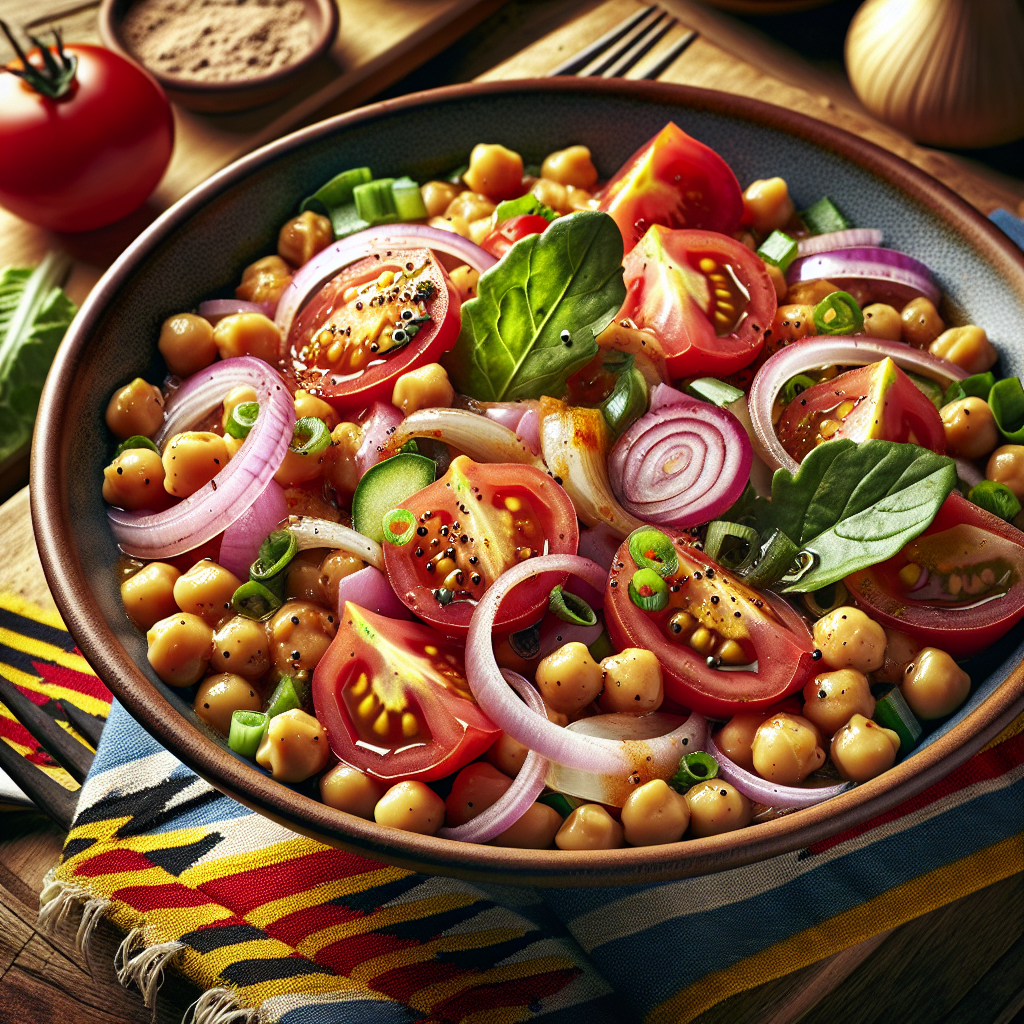 Chickpea Salad with Onion and Tomatoes